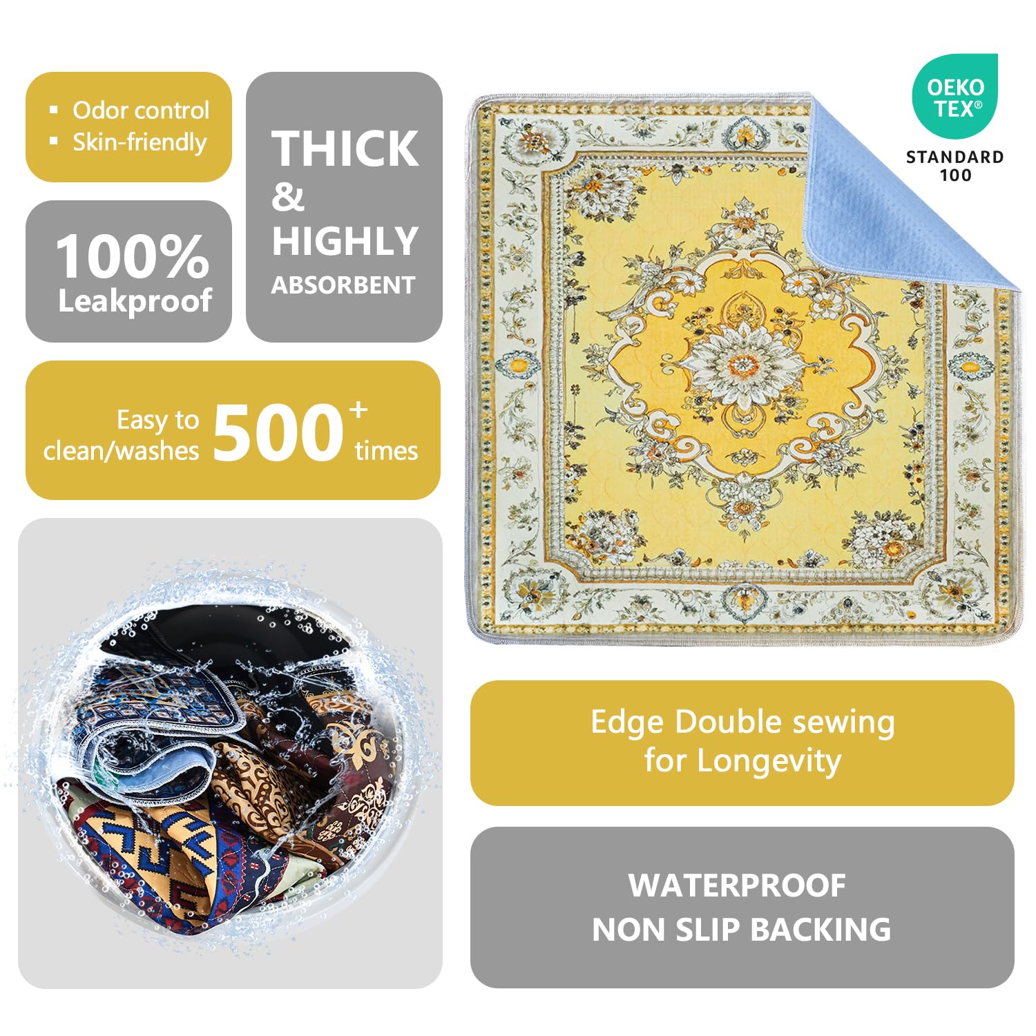 Qeils non-slip bottom keeps the pad in place on floors