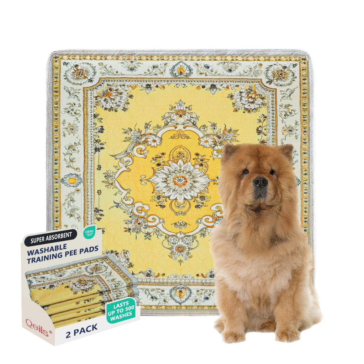 Qeils washable pee pad with soft fleece surface for quick absorption