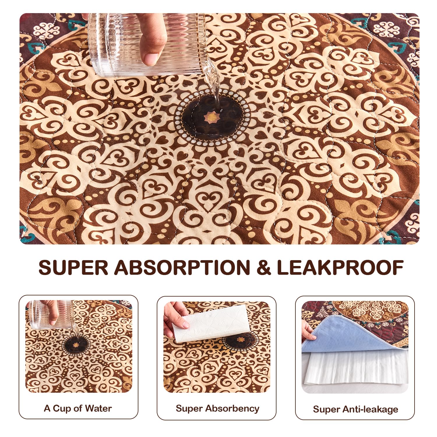 Qeils Washable Pee Pad waterproof-backing protects floors from dampness and spills.