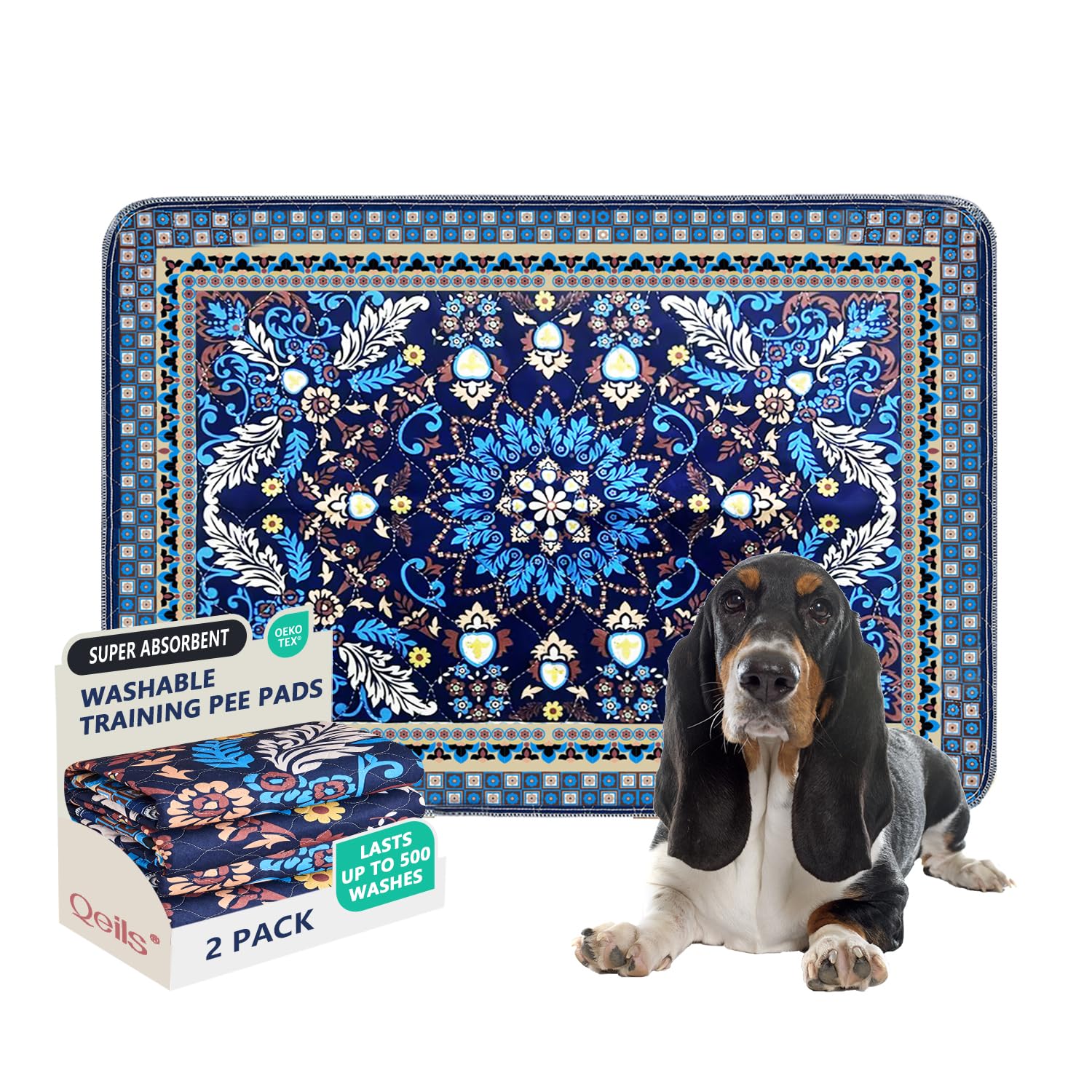 Qeils washable pee pads soft fleece surface protecting floors and simplifying cleanup
