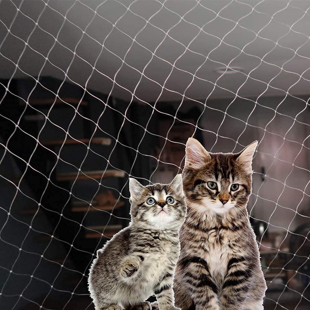 Qesonoo cat balcony net includes fixing rope and hooks for versatile mounting
