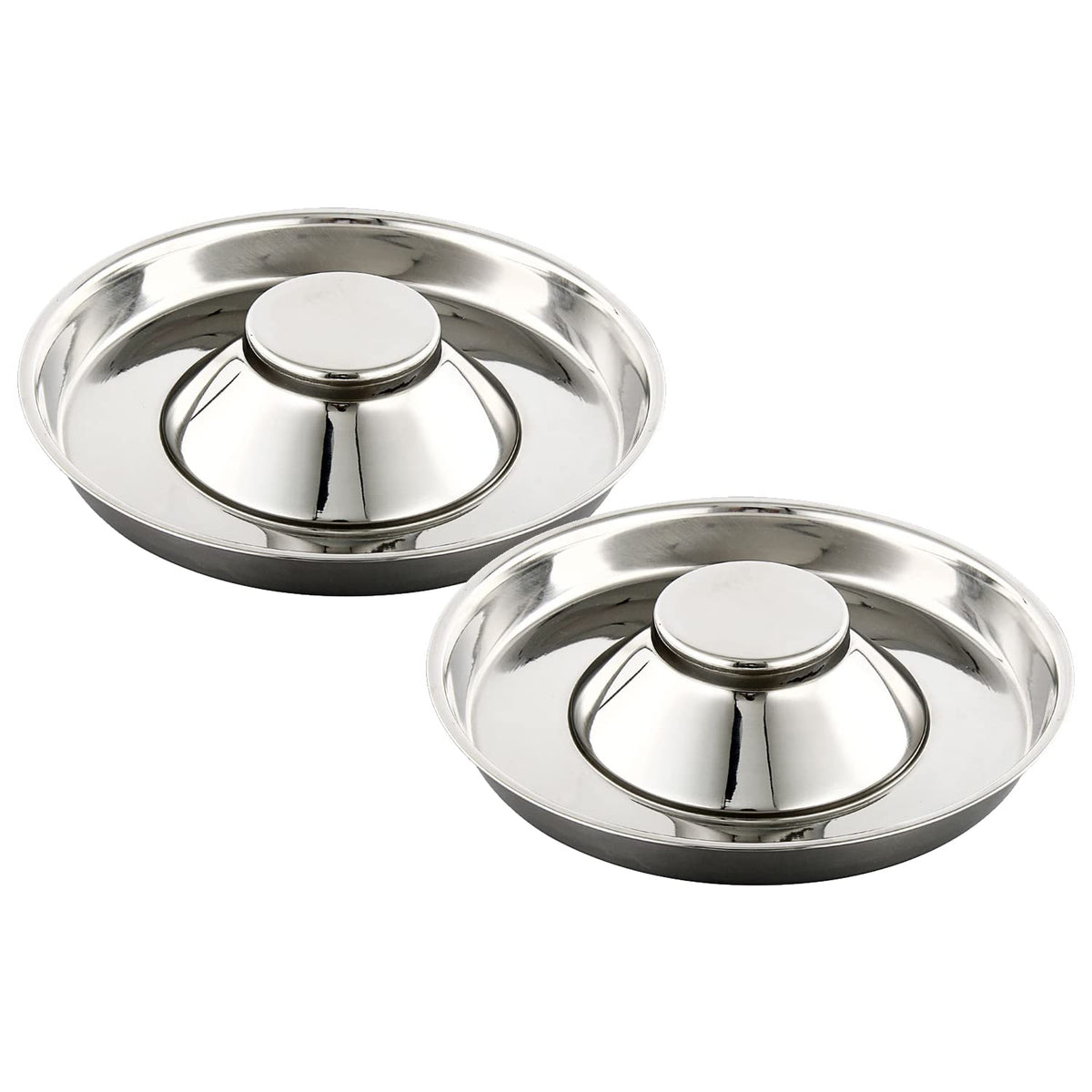 QIYADIN stainless steel pet bowl top-down view for multi-pet feeding.