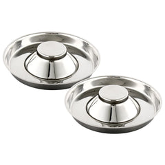 QIYADIN stainless steel pet bowl top-down view for multi-pet feeding.