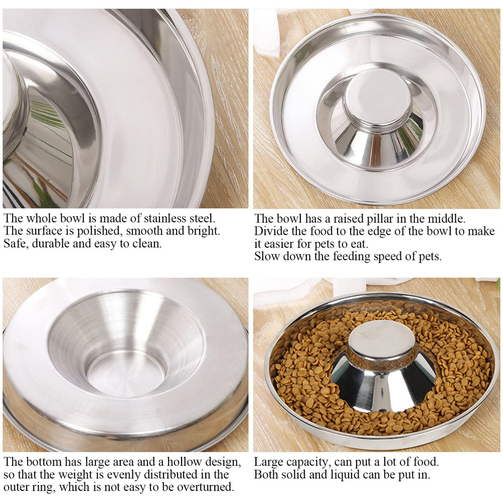 QIYADIN stainless steel pet bowl wide eating area improves pet access.