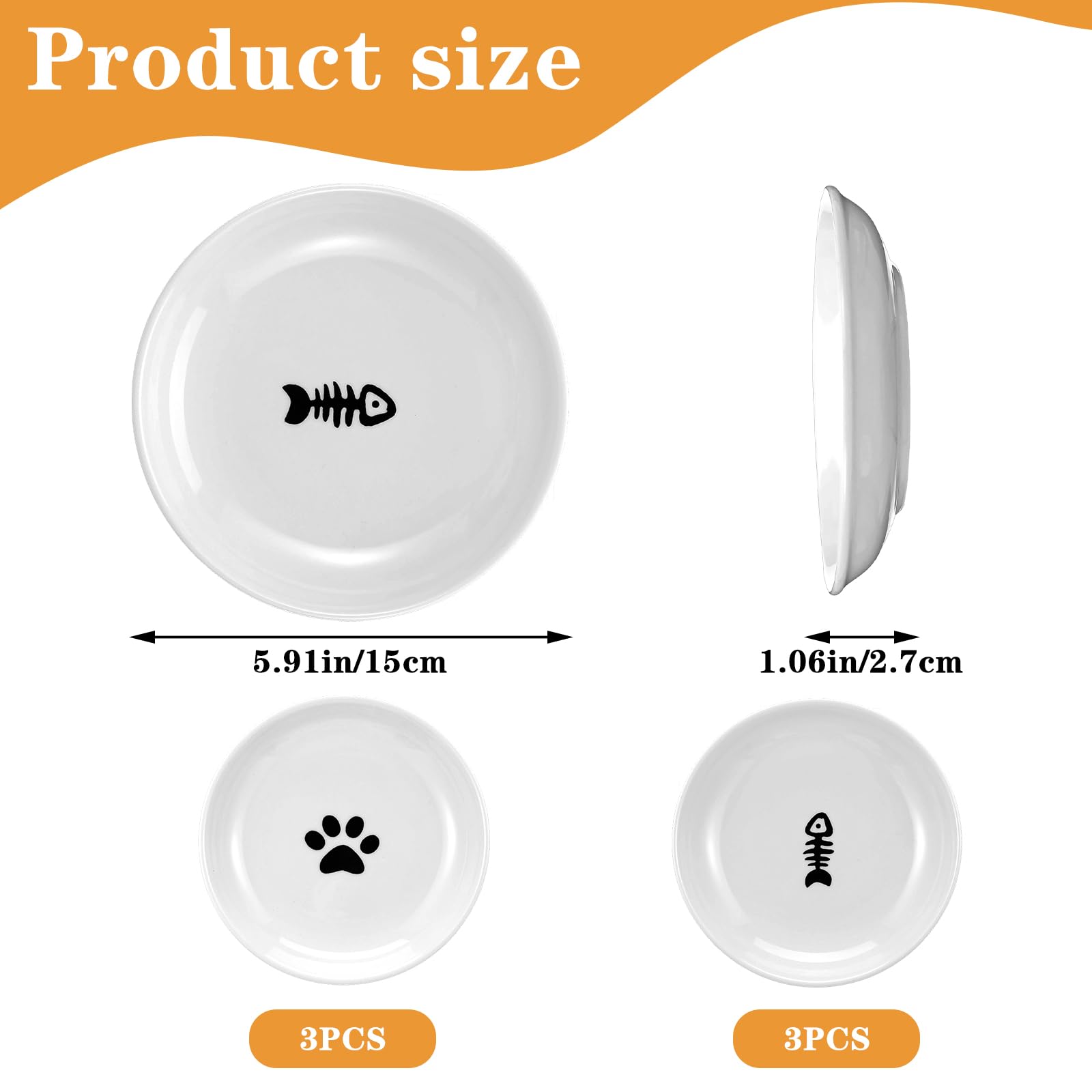 Qianyu ceramic cat dish wide-mouth highlights anti-whisker fatigue design for comfortable mealtimes