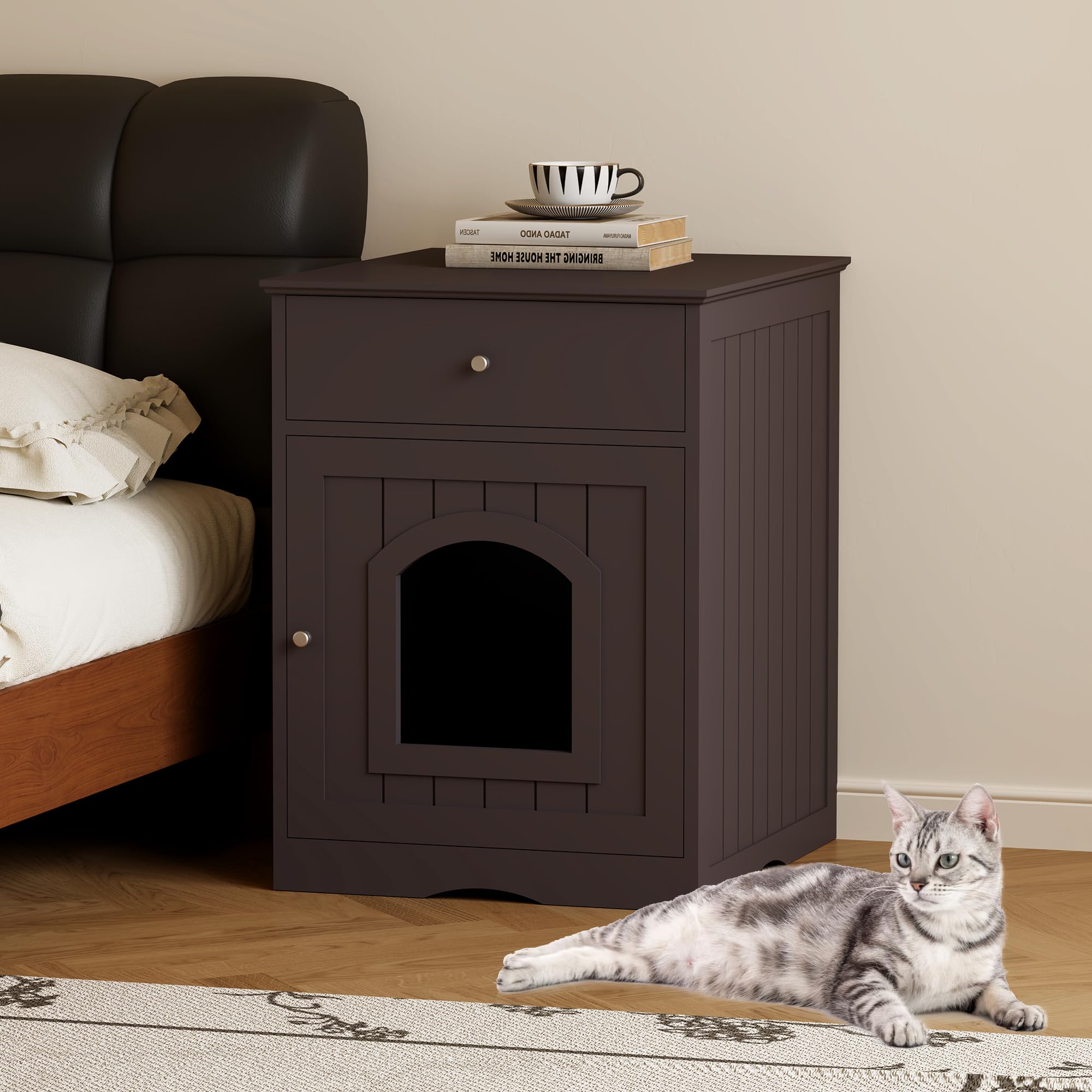 Qiaoxuan Litter Box Enclosure assembly in minutes with labeled parts.