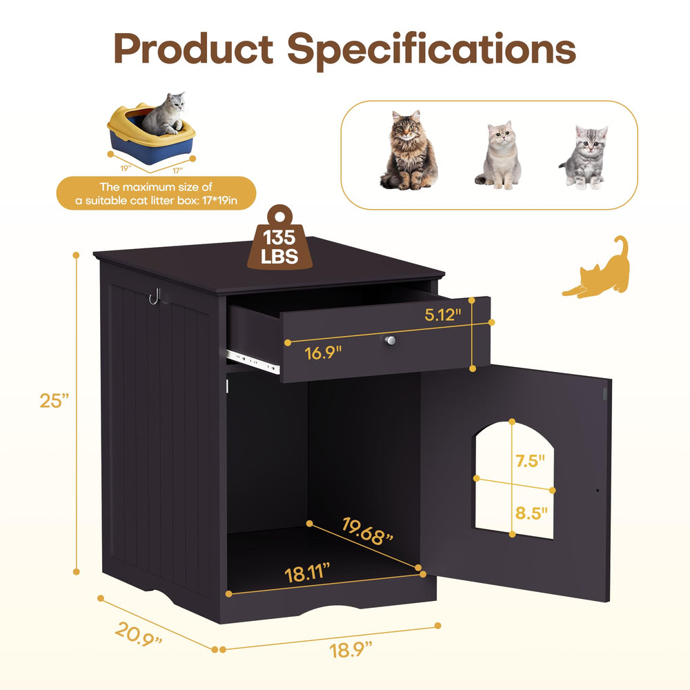 Qiaoxuan Litter Box Enclosure easy-clean surface for quick maintenance.