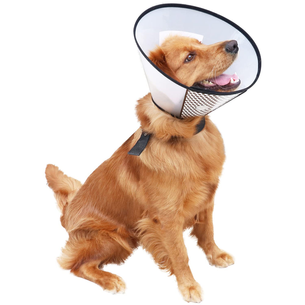 QIYADIN pet recovery cone clear-plastic offers visibility for monitoring wounds