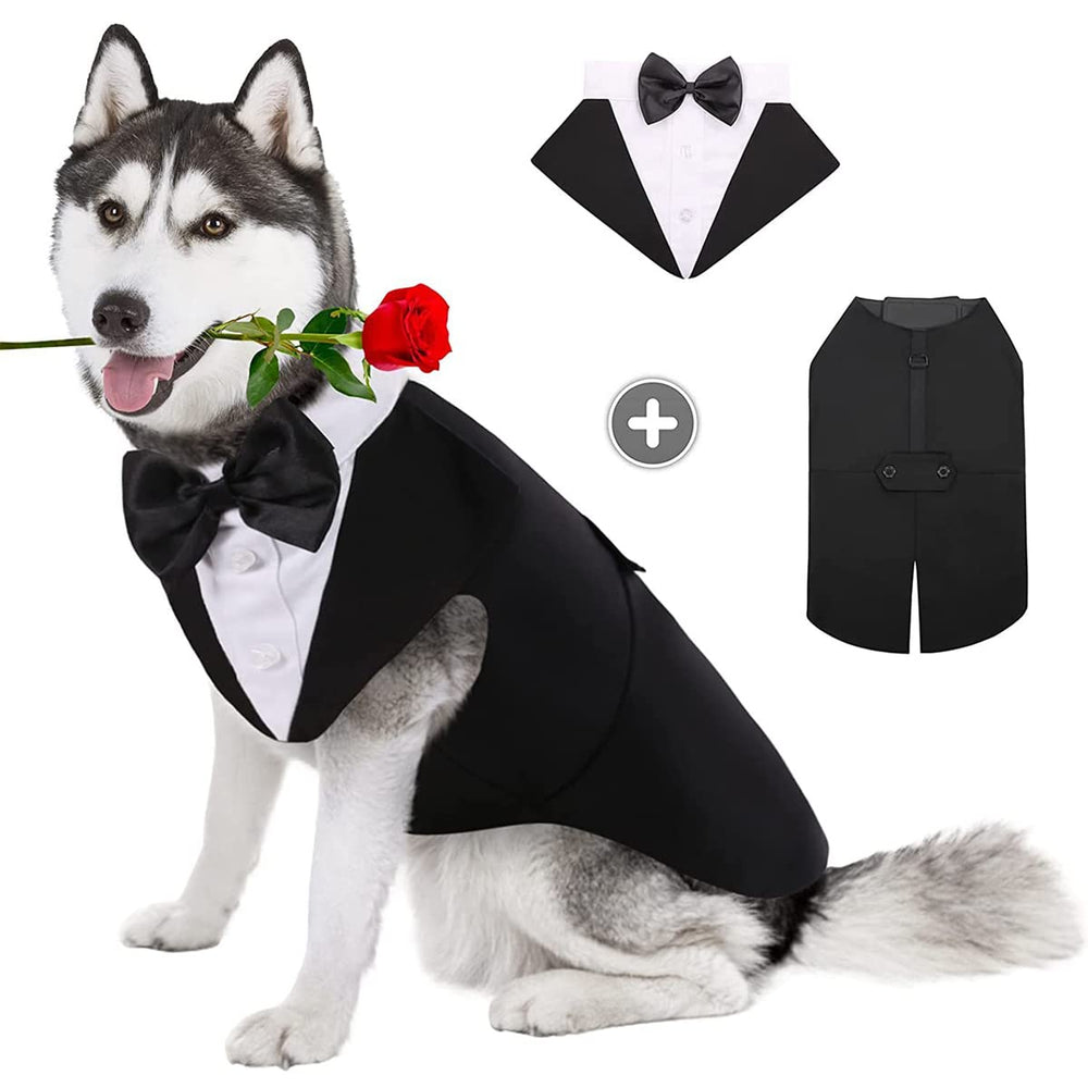 Machine-washable care guide for Qidelong dog tuxedo.