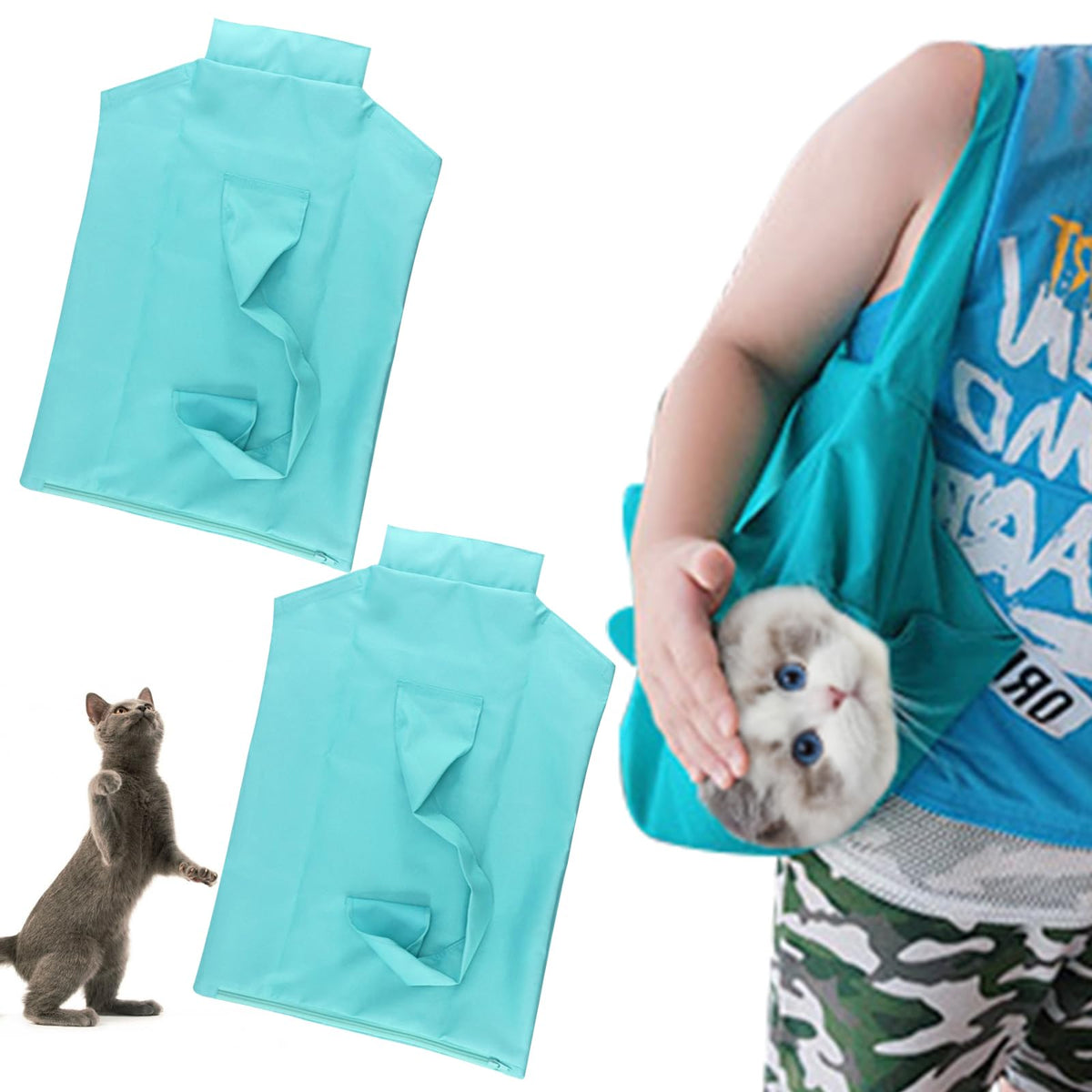 QiFind Cat Carrier Pouch ergonomic design supports comfortable, hands-free cat transport.
