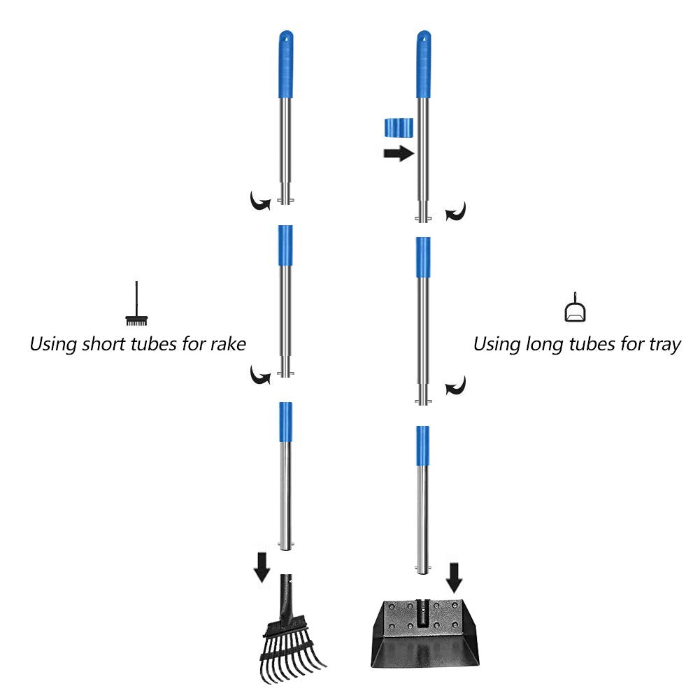 QiMH pooper scooper with detachable handle supports compact storage after use