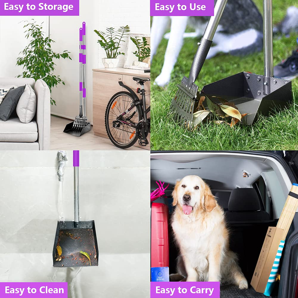 QiMH waste-bin rake combo with storage hook simplifies hanging and stowing.