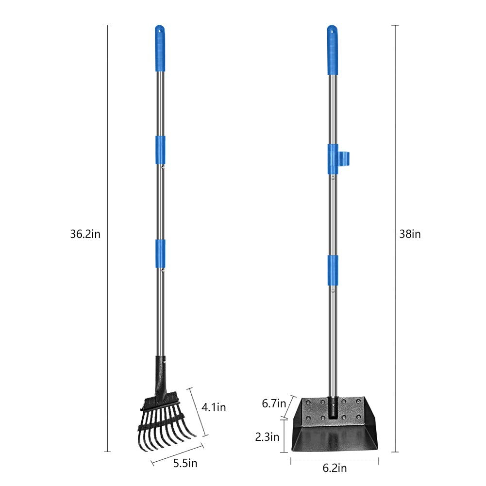 QiMH pooper scooper tray and rake in stainless steel highlight 2-in-1 convenience