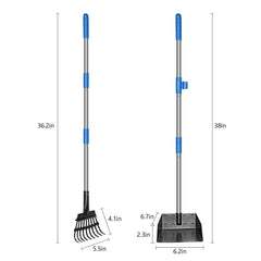 QiMH pooper scooper tray and rake in stainless steel highlight 2-in-1 convenience