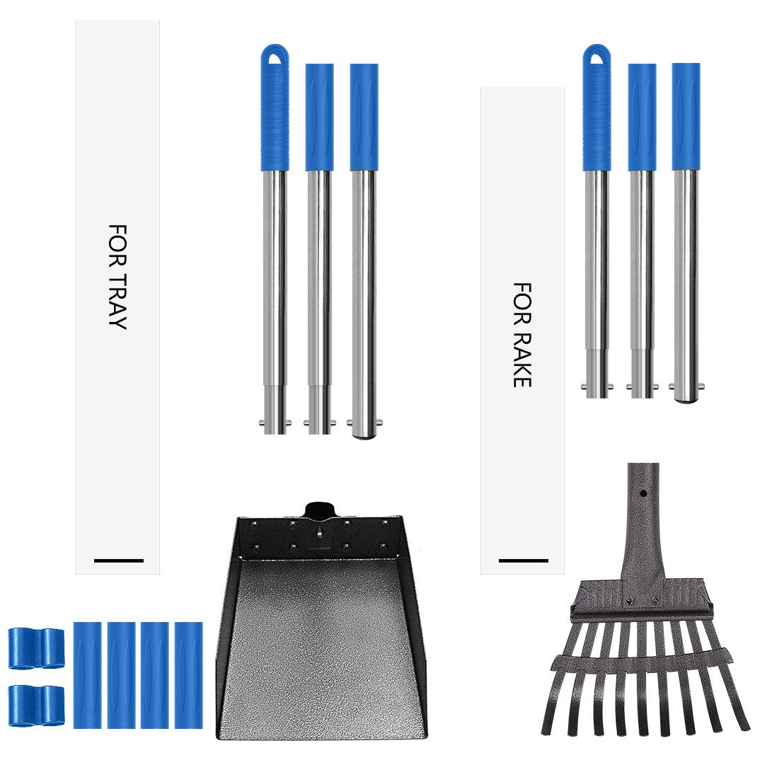 QiMH metal tray and rake resist rust and rinse clean with a hose