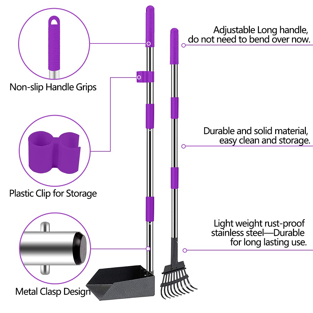 QiMH Upgraded Dog Pooper Scooper rake-tines reach between grass blades safely.