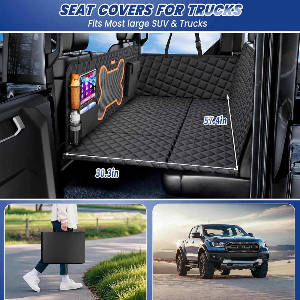 QINGTI truck dog seat cover waterproof and non slip to guard seats.
