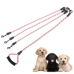 QINKOUDIH 3-Way Dog Leash front view enables smoother multi-dog walks with organized control.