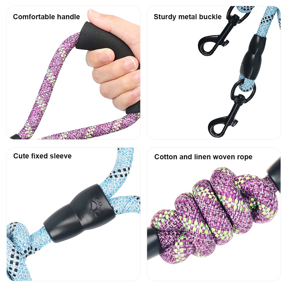 QINKOUDIH 3-Way Dog Leash padded-handle photo emphasizes comfortable grip during long walks.