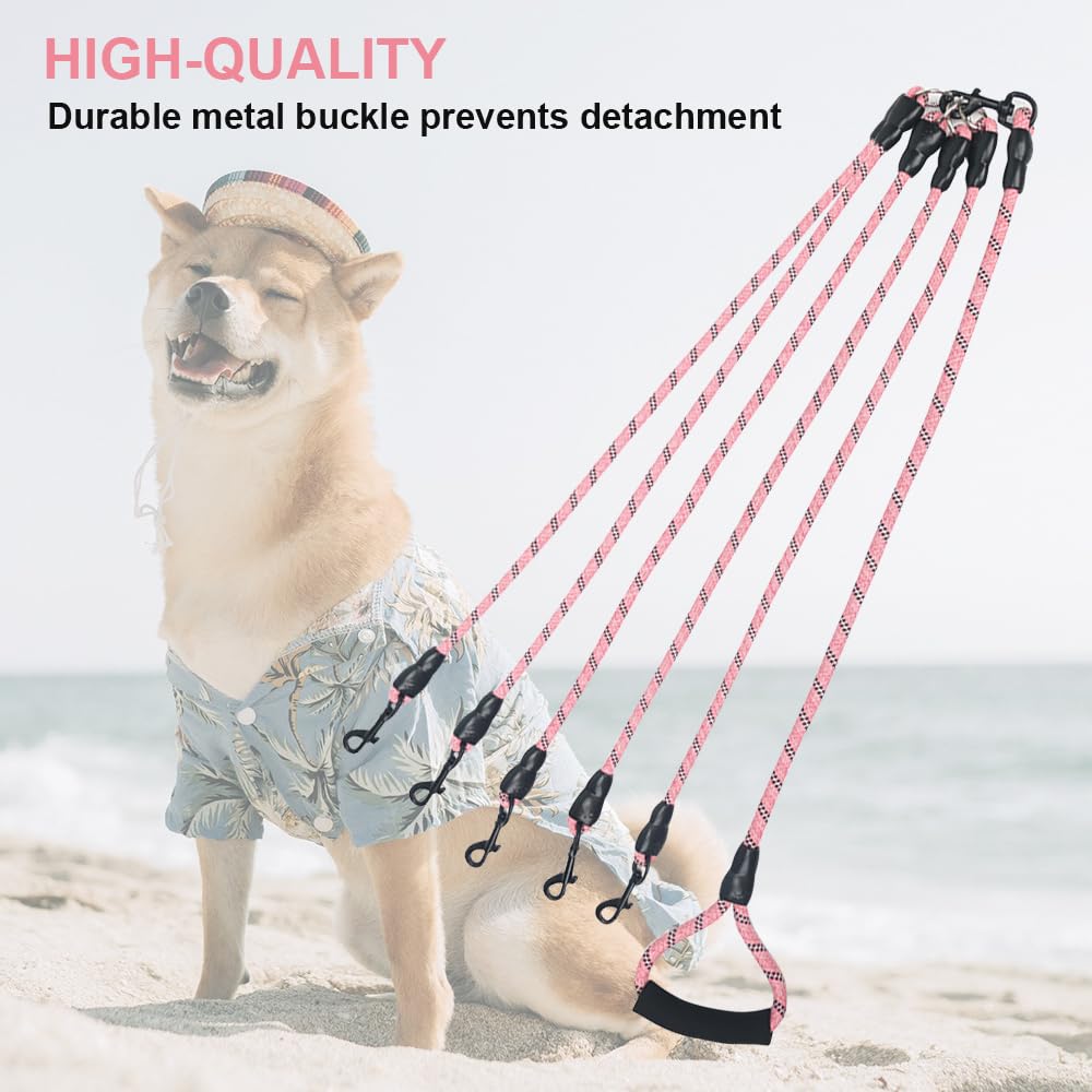 QINKOUDIH multi-dog-config leash; supports 2–5 dogs in one setup.