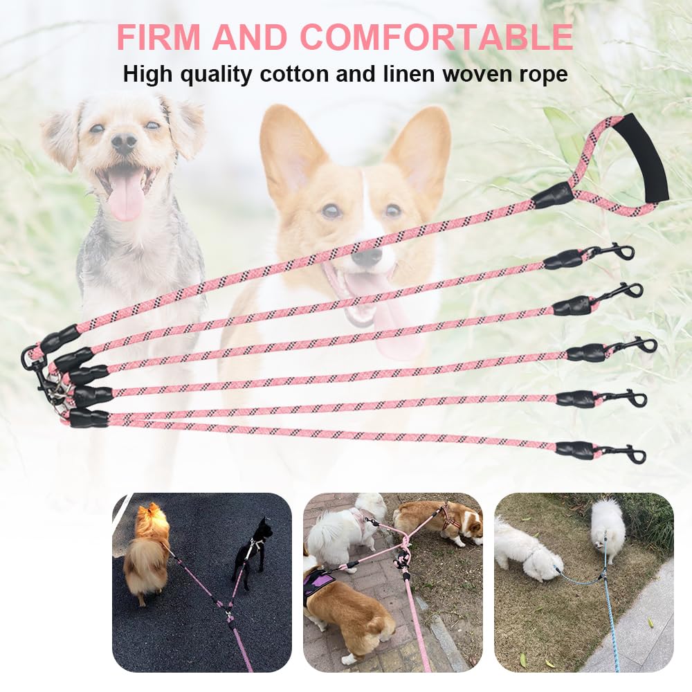 QINKOUDIH pink-dog-leash; stylish option for daily strolls with dogs.