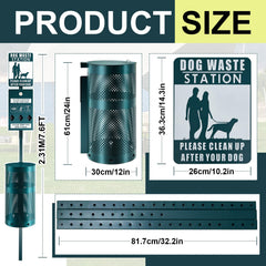 Qinyoung dog waste bin closeup highlights rust-proof coating and sturdy construction for daily park use.