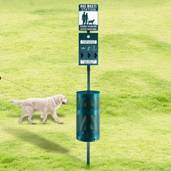 Qinyoung dog waste station front view demonstrates durable galvanized steel for reliable outdoor use.