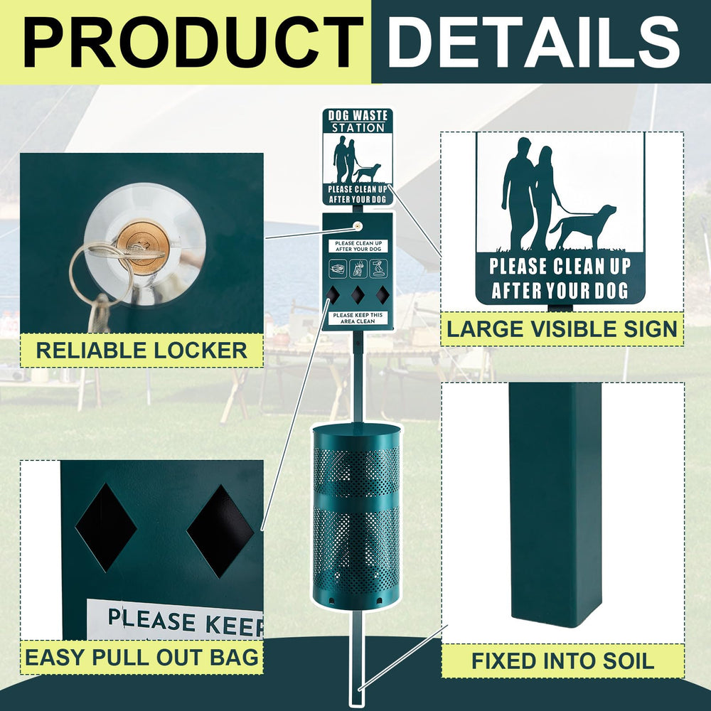 Qinyoung poop bag dispenser image showcases convenient all-in-one waste management solution.