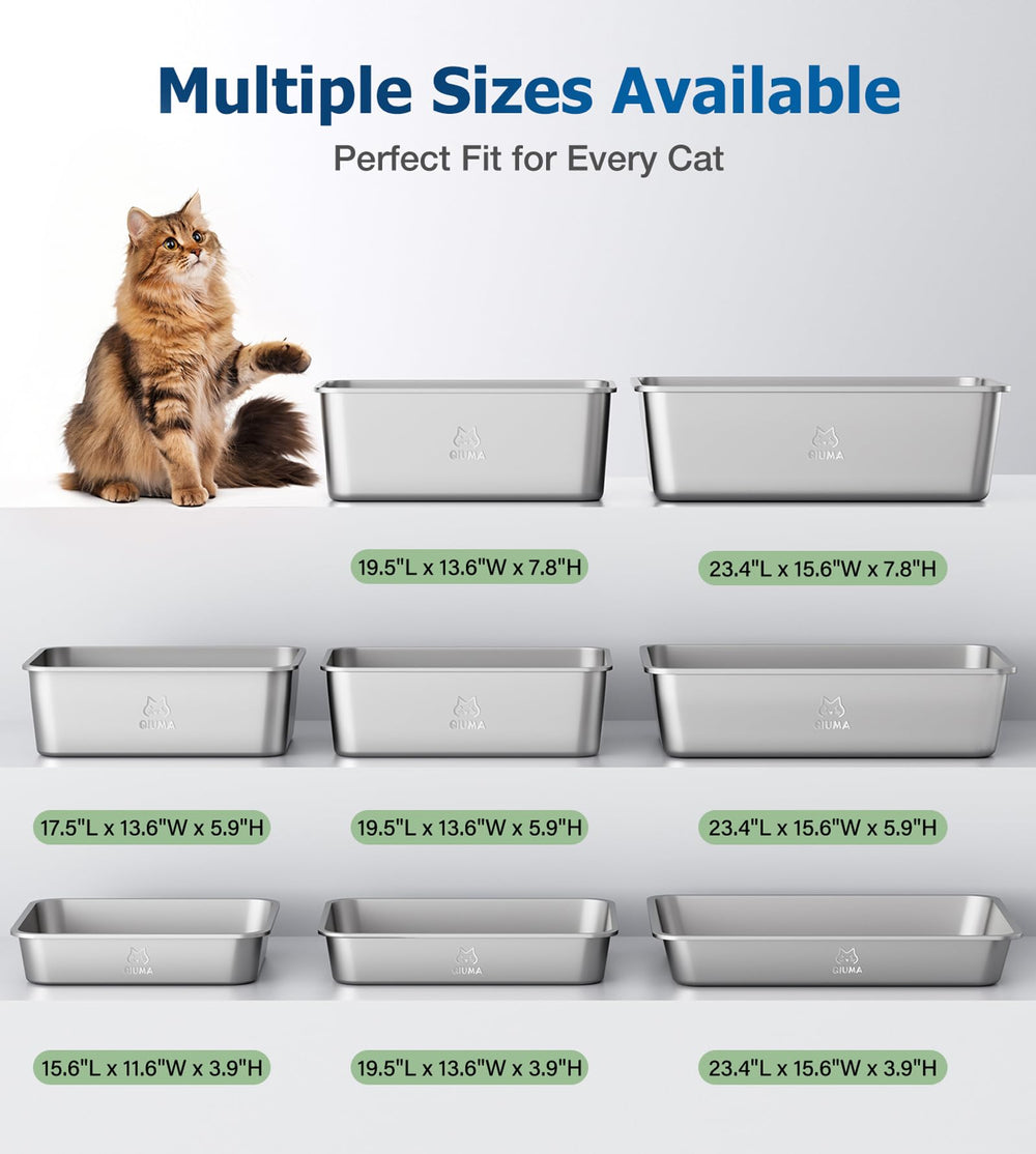 Qiuma stainless steel litter box non-stick surface makes waste removal easier