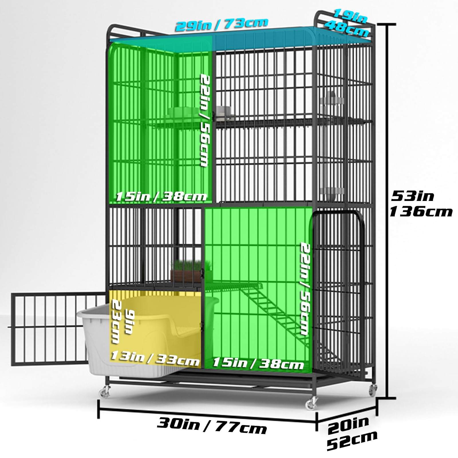 QJXX multi-tier cat cage internal platforms offer cozy resting spots