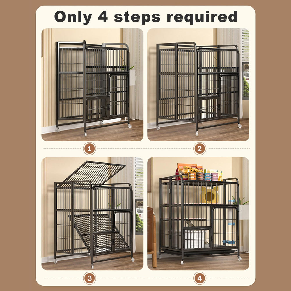 QJXX multi-tier cat cage sturdy galvanized frame resists wear