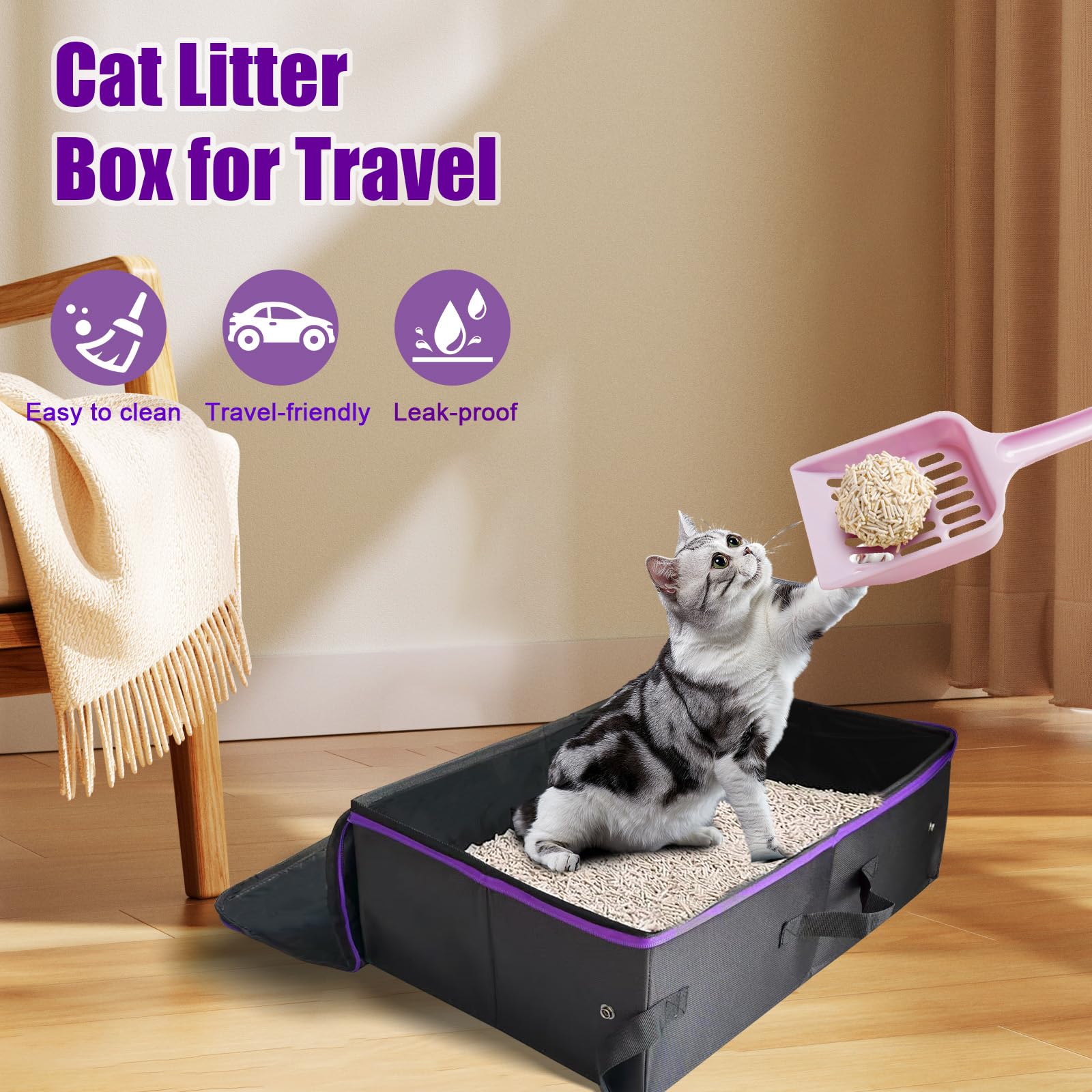 QmLoinDetail lid with zipped closure keeps litter contained during travel