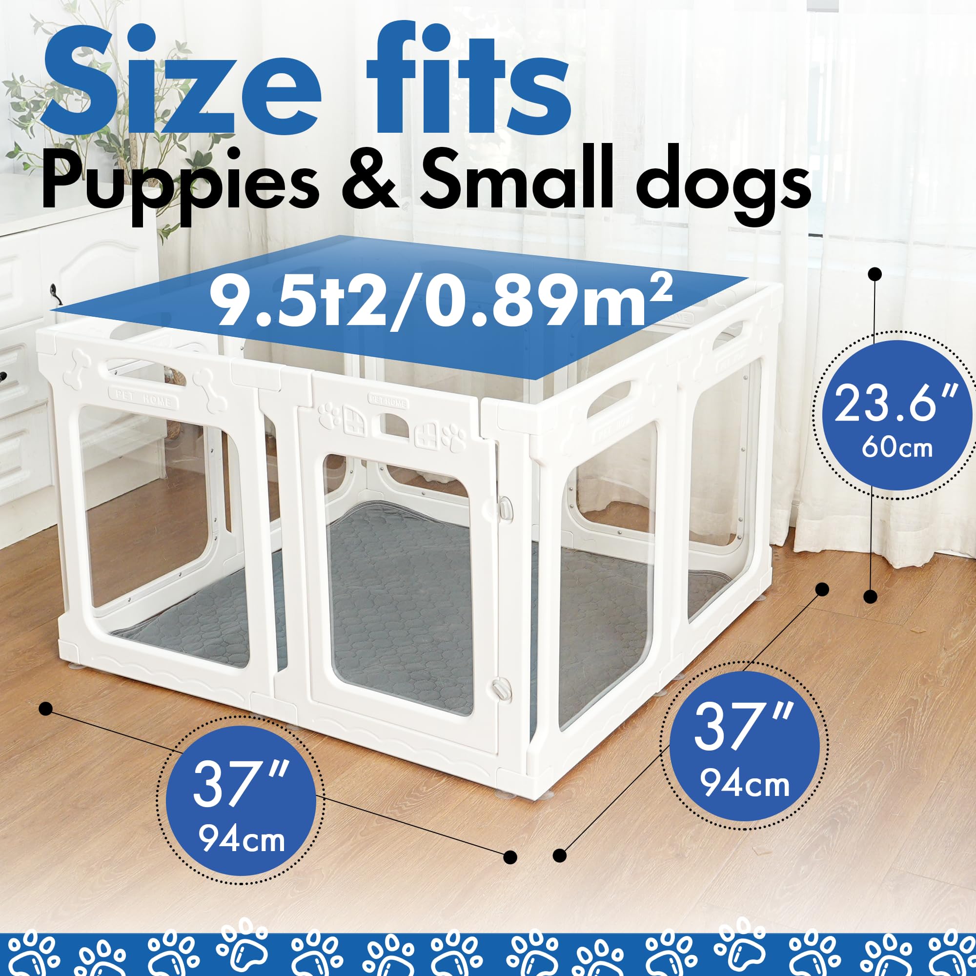 Qoility 8-panel dog playpen - versatile layout to fit any room