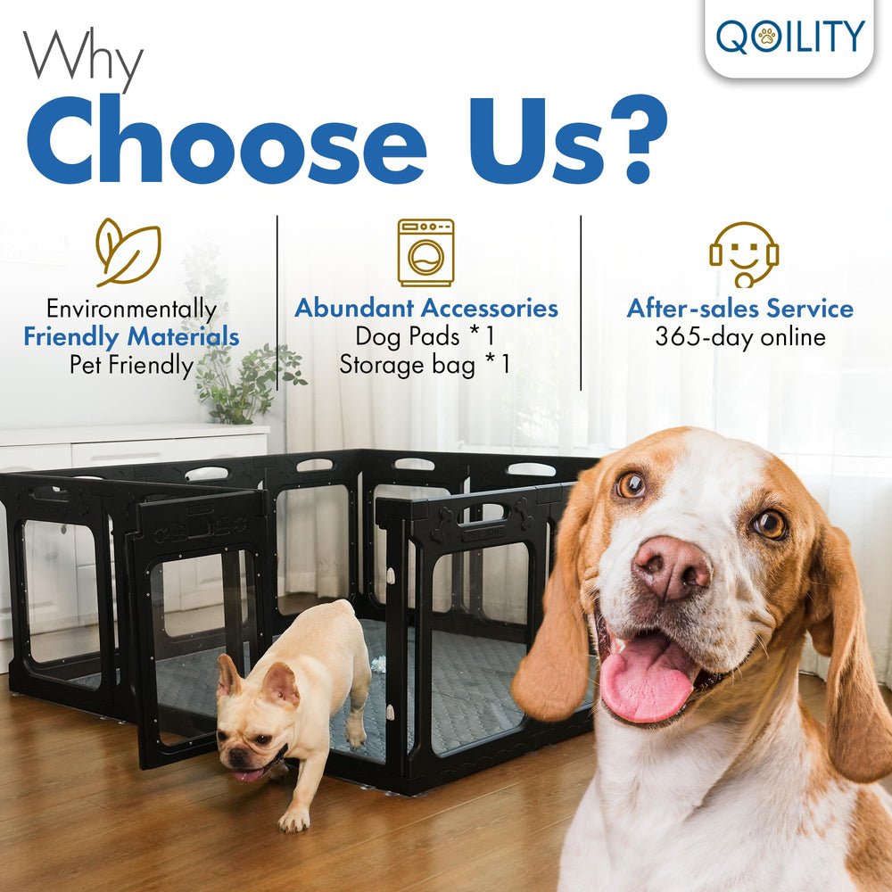 Qoility indoor dog playpen 360 view for easy supervision