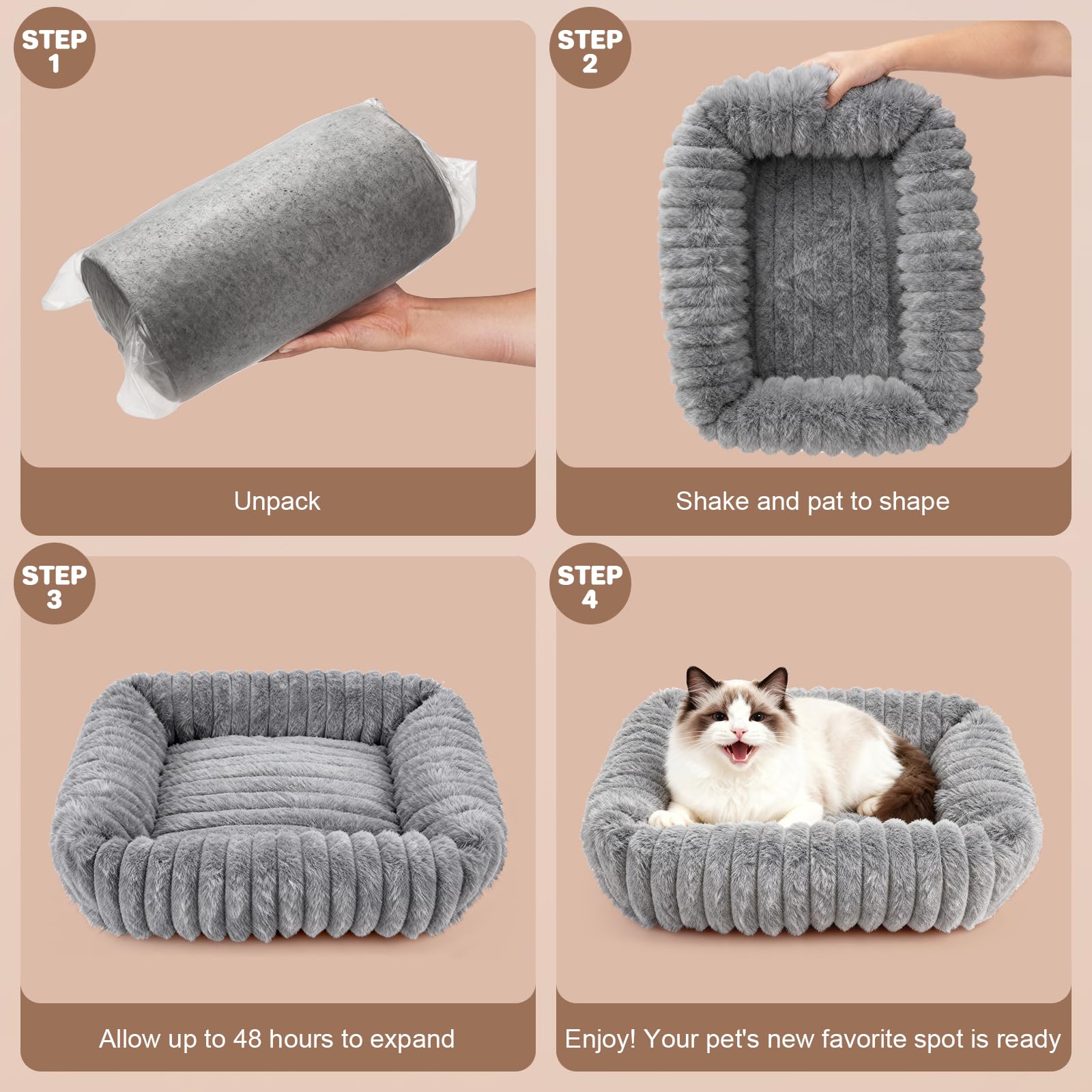 QOKO bed in use with a sleepy cat—cozy nesting space for indoors