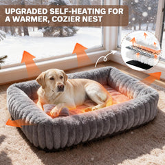 QOKO dog bed plush rabbit fur exterior invites cuddly naps and comfort.