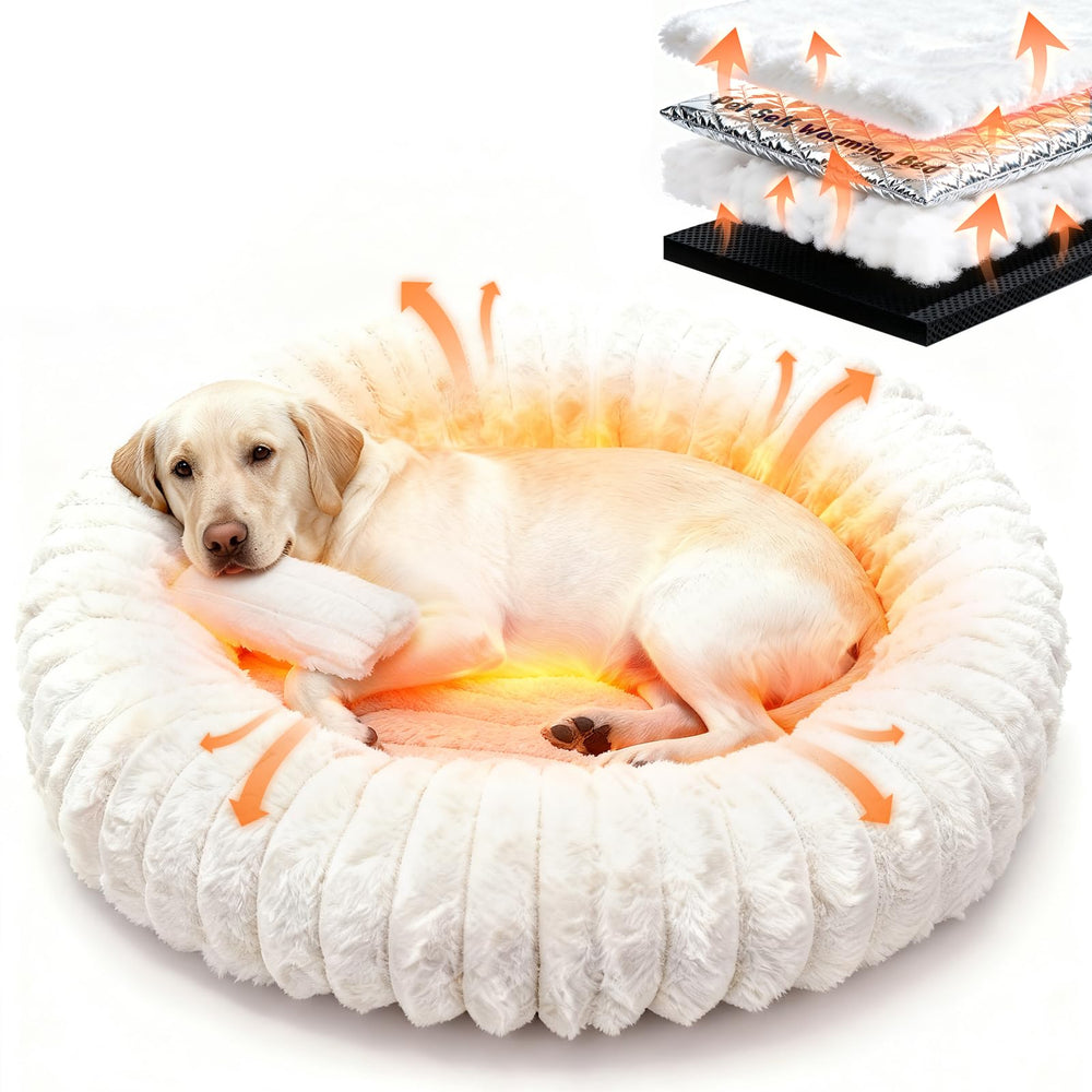 QOKO Self-Warming Bed donut, lateral view; cozy support for large dogs.