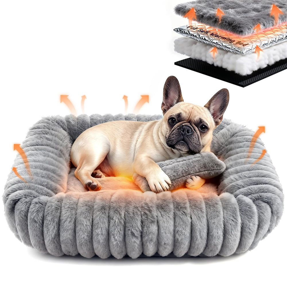 QOKO self-warming dog bed closeup showing energy-free warmth