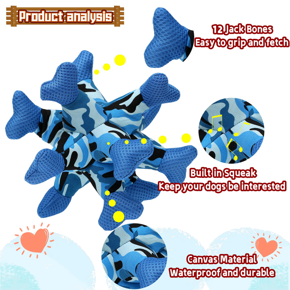 Qonline teeth-cleaning mesh-end blue bone toy aids teeth cleaning while chewed