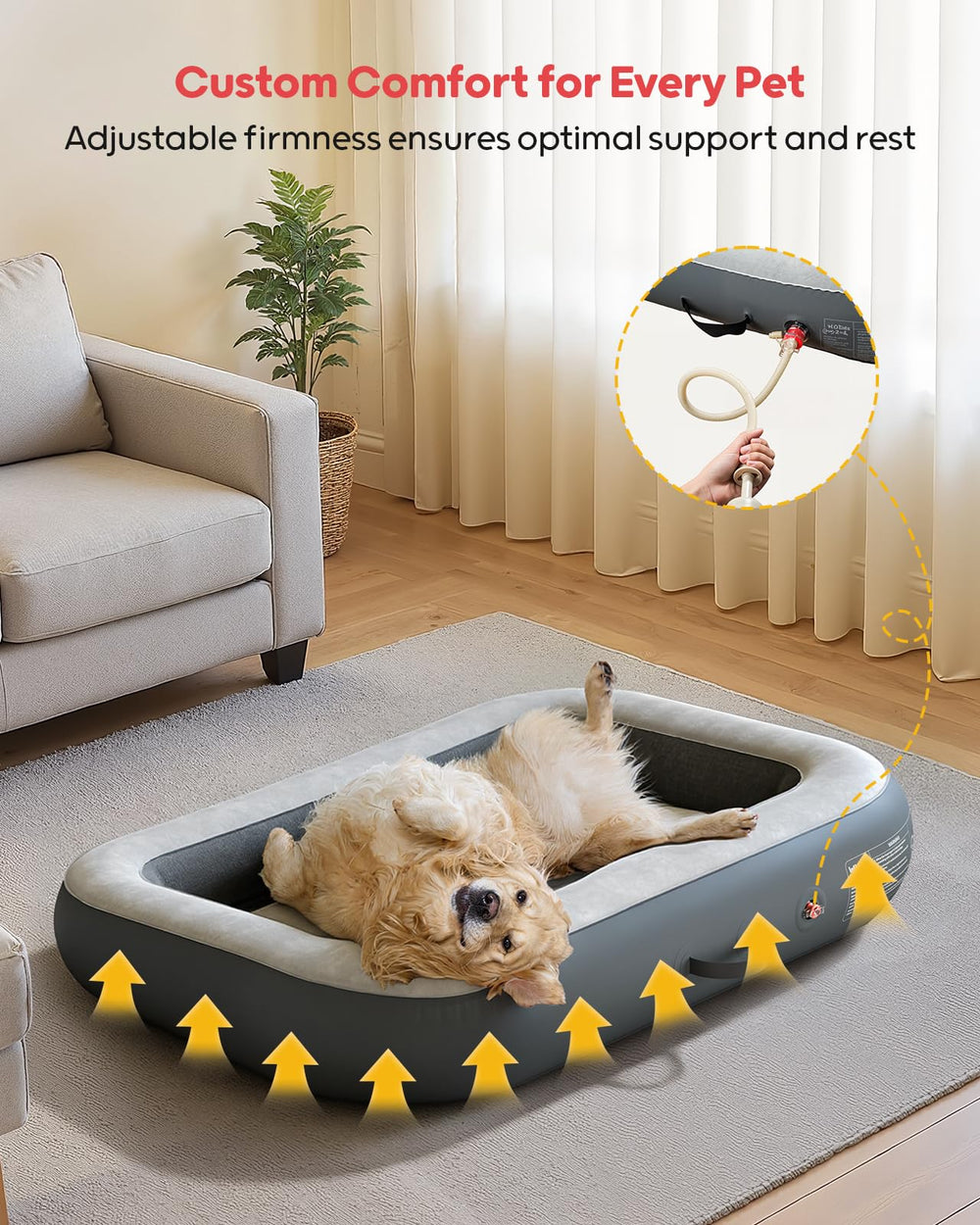 QPAU bed with pump and storage bag for easy travel