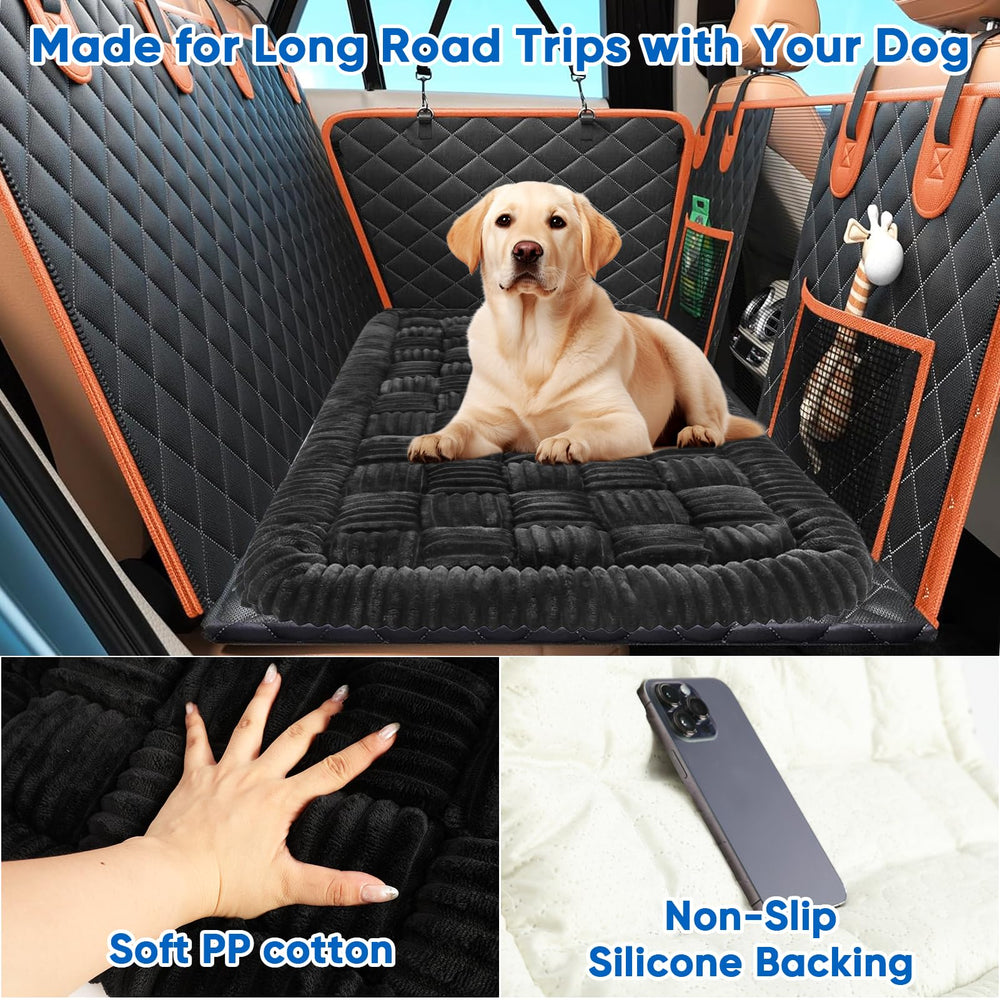 QPK Dog Car Bed plush PP cotton delivers soft comfort on long drives