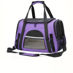 QQLe pet carrier airflow mesh highlights breathable ventilation for pet comfort during travel.