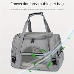QQLe pet carrier adjustable shoulder strap enables hands-free, secure travel.