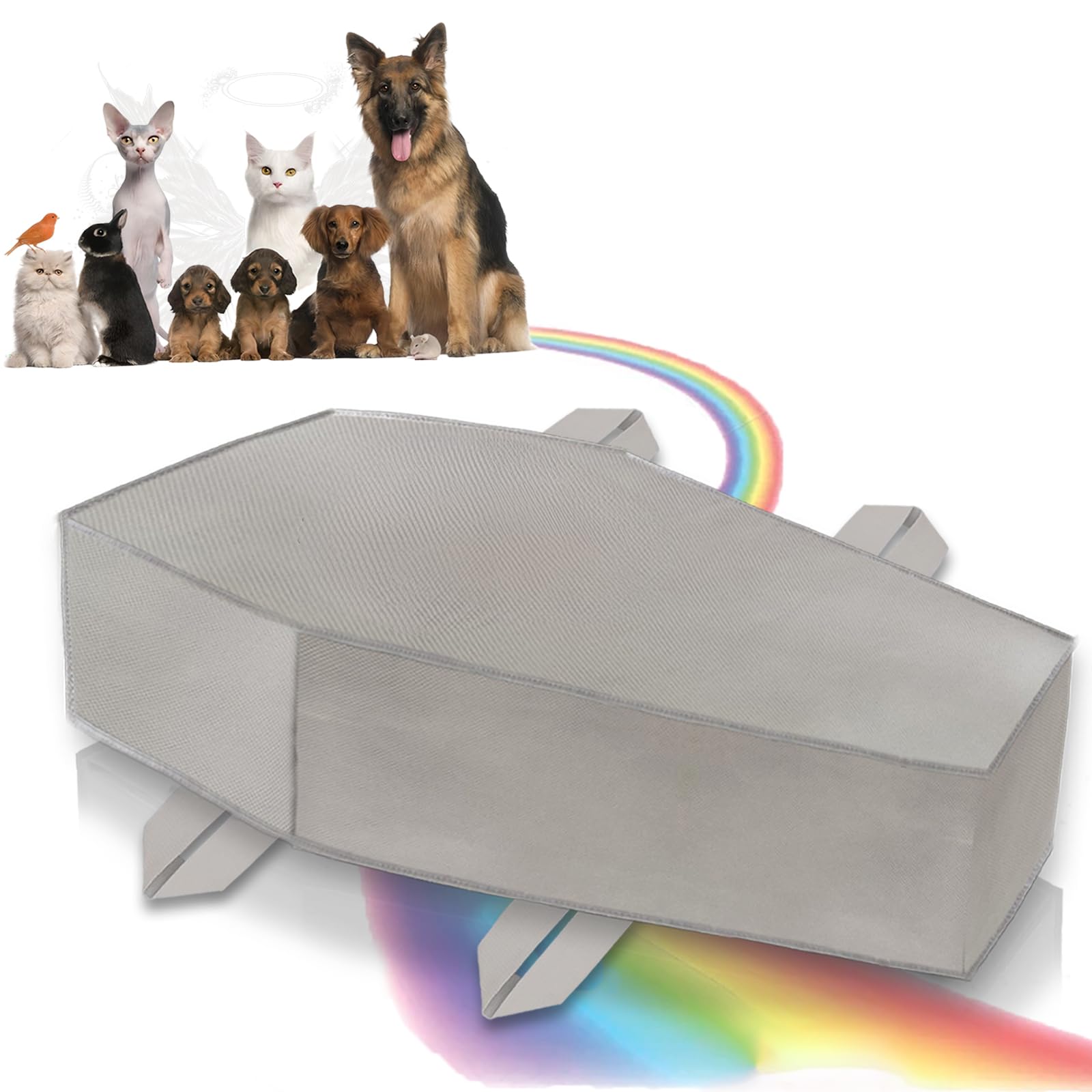 QQW Pet Casket biodegradable fabric exterior supports a dignified burial ceremony.