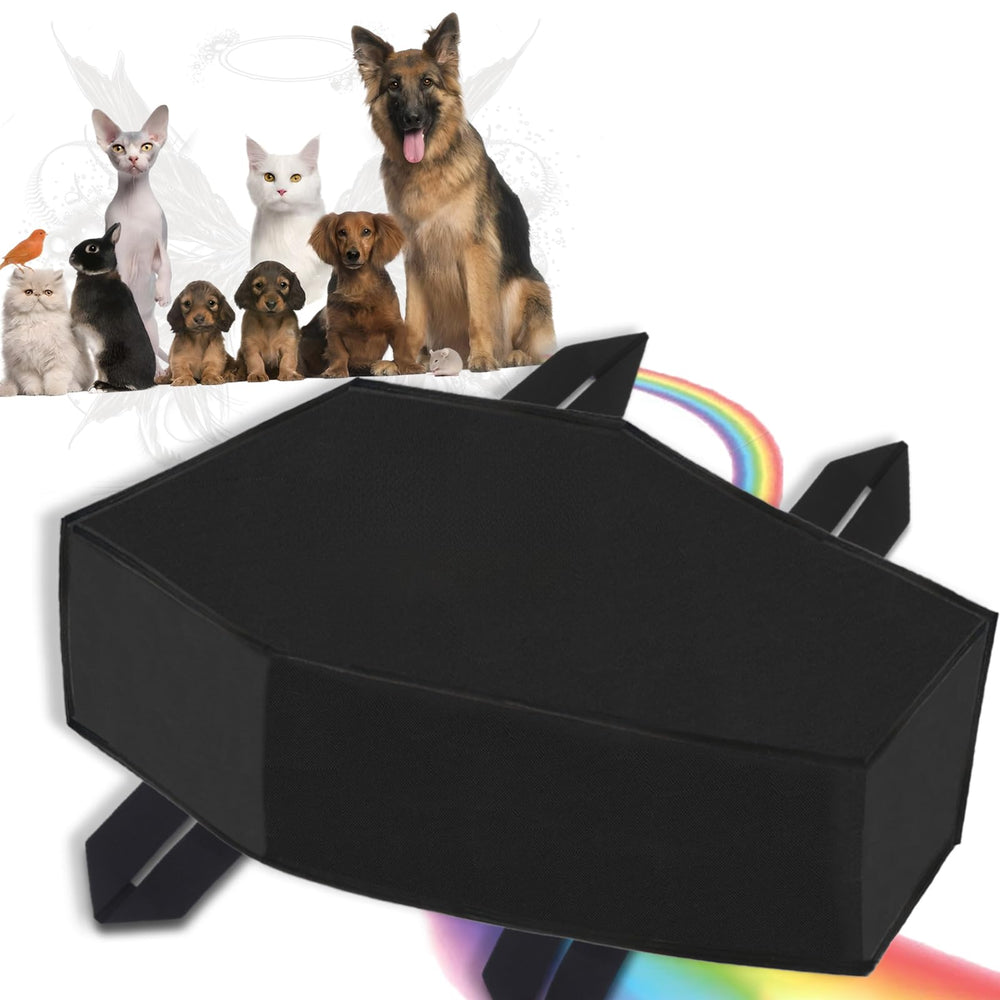 QQW Pet Casket Burial Body Bag in black, closed presentation supports a respectful farewell.