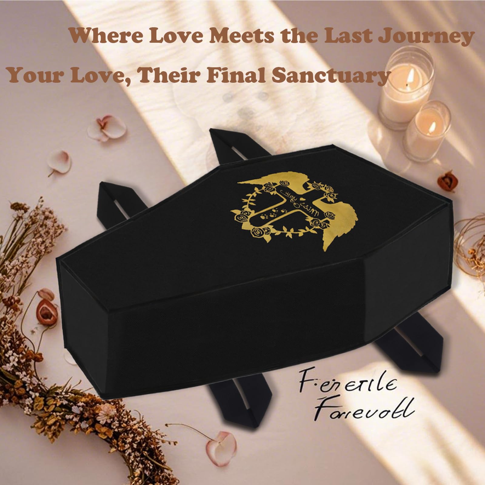 QQW Pet Casket double-layer protection image emphasizes leakage prevention during transport and storage.