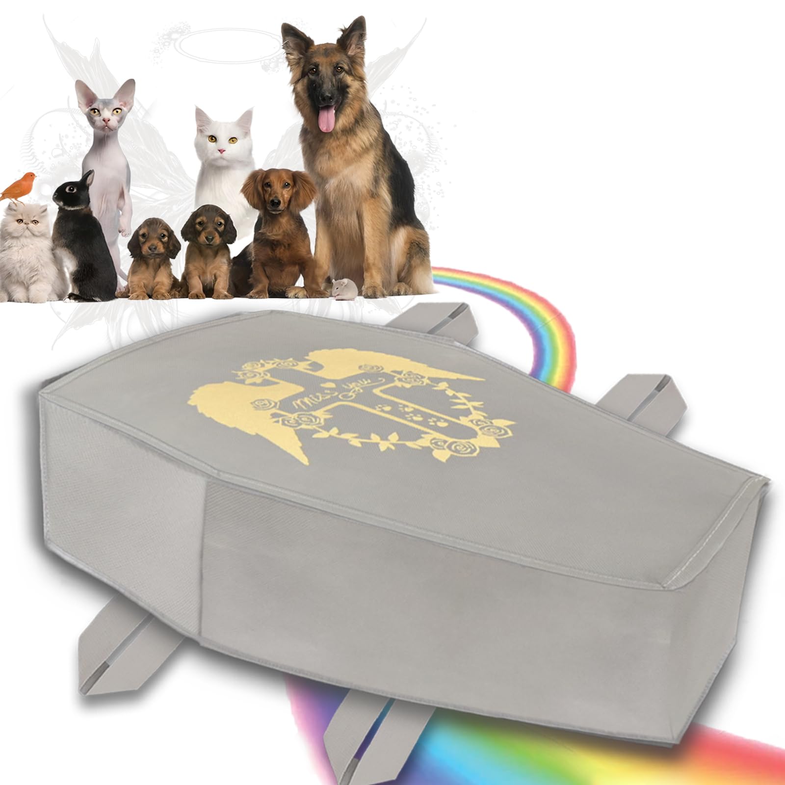 QQW Pet Casket reinforced handles enable safe transport.