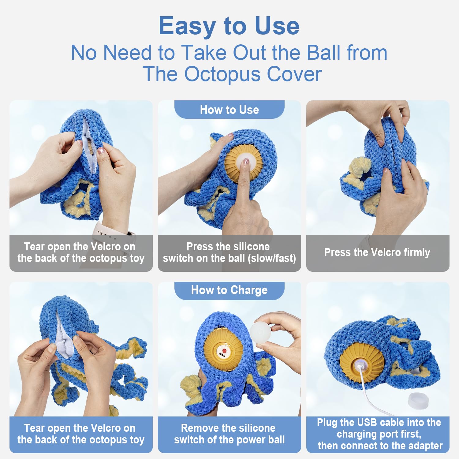 Qraxond Octopus USB charging port image highlighting easy recharge