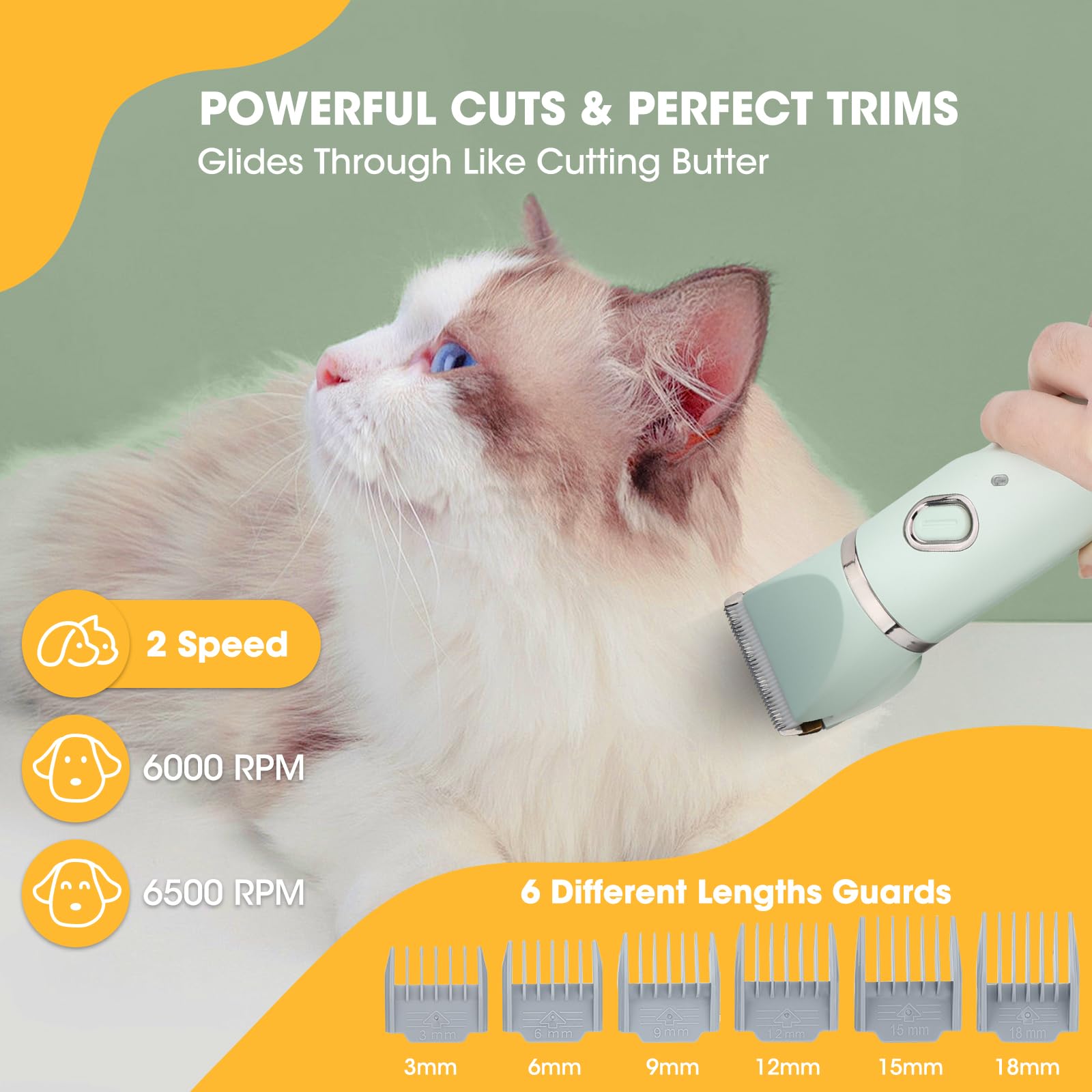 QREEYX Upgrade Dog Grooming Kit replaceable-heads provide versatile trimming options