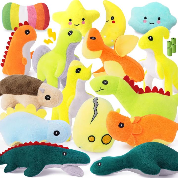 QTwoof dinosaur plush toy pack close-up with squeaker for interactive play and mental stimulation